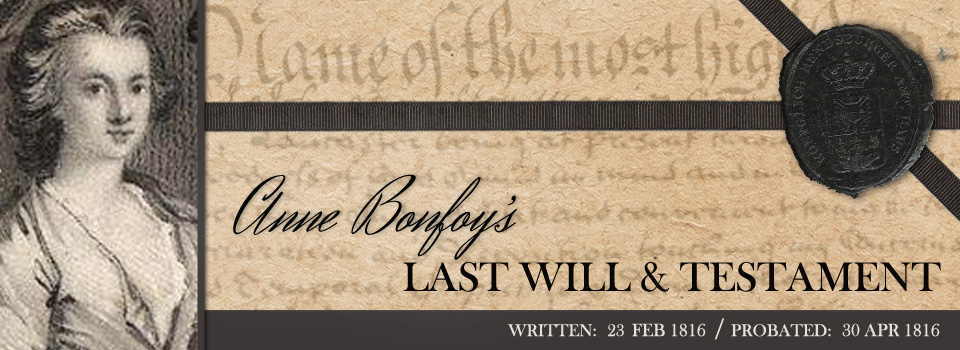 Last Will and Testament of Anne Eliot Bonfoy (1816)